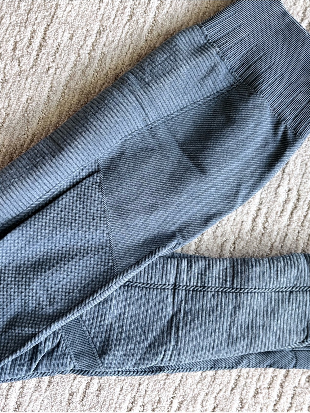 Nikibiki denim blue Ribbed Leggings with Textured Panels